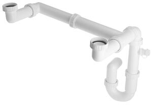 Bruckner Bruckner, Sifon chiuvetă cu ramură 1"1/2, reglabil pe înălțime și lungime, deșeu 40 mm, alb, 155.132.0