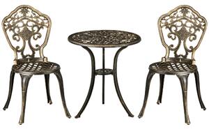 Outsunny Set Bistrò de Grădină 3 Piese cu 2 Scaune de Grădină și Masă Rotundă cu Orificiu pentru Umbrelă, Set Masă și Scaune de Grădină din Aluminiu, pentru Terasă, Curte, Exterior, Bronz | Aosom Romania