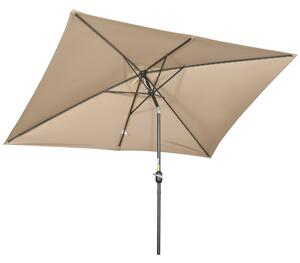 Outsunny Umbrelă de Grădină Înclinabilă cu Manivelă și 6 Spiţe, 2x3 m, Gri Închis | Aosom Romania