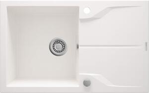 Deante Andante Flush, chiuvetă din granit 780x490x194 mm, 3,5" + sifon care economisește spațiu, 1 cameră, alb, ZQN_T513