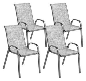 Outsunny Set de 4 Scaune Suprapozabile cu Spătar Înalt și șezut din Plasă, 54x71x93 cm, Negru | Aosom Romania