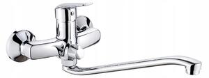 Deante Boro, baterie lavoar montată pe perete 150 mm cu braț extins și racord de duș, crom, BMO_056M