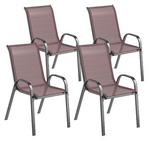 Outsunny Set de 4 Scaune Suprapozabile cu Spătar Înalt și șezut din Plasă, 54x71x93 cm, Negru | Aosom Romania