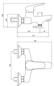 Deante Boro, baterie pentru cada montată pe perete 150 mm fără accesorii de duș, negru mat, BMO_N10M