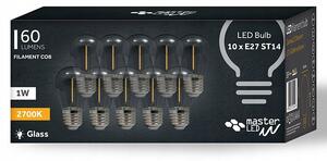 Bec LED, iluminare ghirlanda, E27, filament COB, alb cald, 1W, 60 lm, set 10 bucati