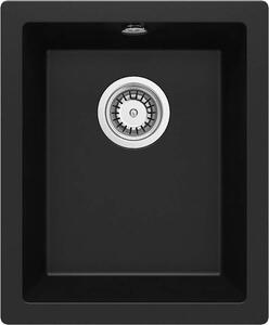 Deante Corda, chiuveta sub suprafata granit 380x460x194 mm, 3,5" + sifon cu economie de spatiu, 1 camera, negru, ZQA_N10B