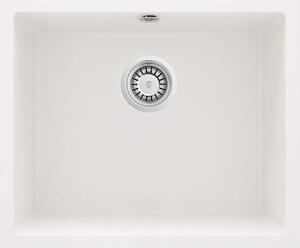 Deante Corda, chiuveta subtop granit 550x460x204 mm, 3,5" + sifon de economisire a spațiului, 1 cameră, alb, ZQA_A10C