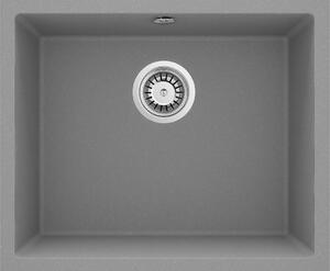 Deante Corda, chiuveta granit sub placa 550x460x204 mm, 3.5" + sifon de economisire a spatiului, 1 camera, gri, ZQA_S10C