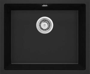 Deante Corda, chiuveta subtop granit 550x460x204 mm, 3,5" + sifon de economisire a spațiului, 1 cameră, negru, ZQA_N10C