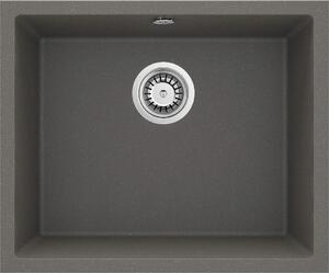 Deante Corda, chiuveta granit sub placa 550x460x204 mm, 3.5" + sifon cu economie de spatiu, 1 camera, antracit metalic, ZQA_T10C
