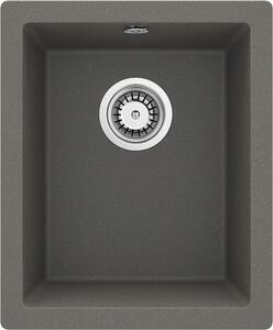 Deante Corda, chiuvetă sub placă din granit 380x460x194 mm, 3,5" + sifon cu economie de spațiu, 1 cameră, antracit metalic, ZQA_T10B