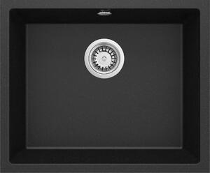 Deante Corda, chiuveta granit sub placa 550x460x204 mm, 3.5" + sifon de economisire a spatiului, 1 camera, grafit metalic, ZQA_G10C