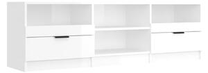 Comodă TV, alb extralucios, 150x33,5x45 cm, lemn prelucrat