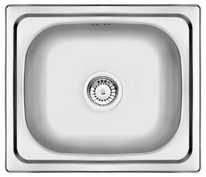 Deante Doppio, chiuveta blat din inox cu 1 camera B/O 480x430x180 3.5" + sifon, model satinat, ZEN_0103