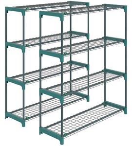 Outsunny Raft pentru Plante pe 4 Niveluri, Set de 2 Suporturi pentru Plante, din Oțel cu Catarame pentru Montaj Ușor, Expunere Ghivece Grădină și Balcon, 90x28x104 cm | Aosom Romania