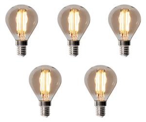 Set de 5 becuri LED E14 estompabile P45 fum 5W 470 lm 2200K