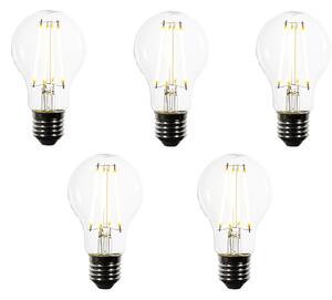 Set de 5 becuri LED E27 A60 transparente 2,2W 470 lm 3000K