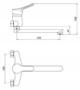 Deante Joko, robinet pentru chiuvetă montat pe perete 150 mm, crom, BOJ_080M