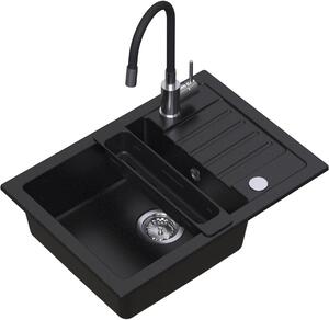 Ruvetti Natu Compact chiuveta cu baterie și accesorii negru/oțel LP_3200-NC6244BC_W