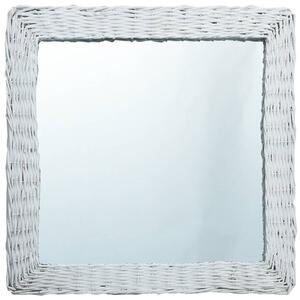 Oglindă, alb, 50 x 50 cm, răchită