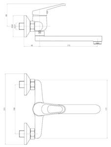 Deante Lobo, baterie lavoar montată pe perete 150 mm, crom, BYU_050M