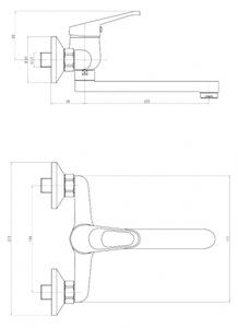 Deante Lobo, baterie pentru chiuveta montata pe perete 150 mm, crom, BYU_080M