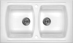 Deante Lusitano, chiuveta ceramica 860x500x240 mm + sifon, 2 camere, alb, ZCL_620N