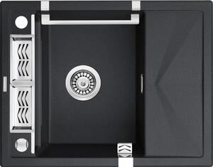 Deante Magnetic, chiuvetă blat granit 640x500x219 mm Z/KO, 3,5" + sifon care economisește spațiu, 1 cameră, grafit metalic, ZRM_G11A