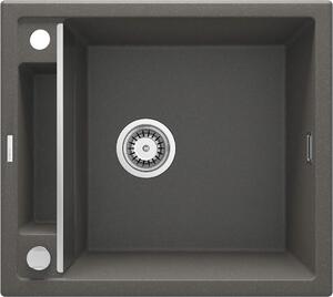 Deante Magnetic, chiuveta blat granit 560x500x219 mm, 3,5" + sifon cu economie de spațiu, 1 cameră, antracit metalic, ZRM_T103