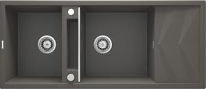 Deante Magnetic, chiuveta granit cu 2 camere cu scurgere 1160x500x224 mm, antracit metalic, DEA-ZRM_T213