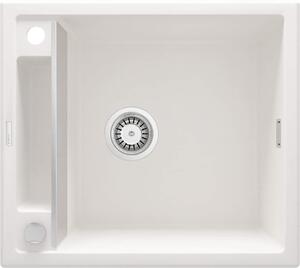 Deante Magnetic, chiuveta blat granit 560x500x219 mm, 3,5" + sifon care economisește spațiu, 1 cameră, alb, ZRM_A103