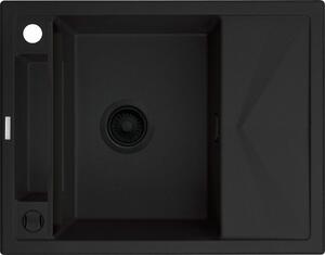 Deante Magnetic, chiuvetă blat granit 640x500x219 mm Z/KO, 3,5" + sifon care economisește spațiu, 1 cameră, negru, ZRM_N11A