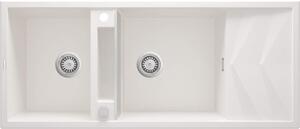 Deante Magnetic, chiuvetă din granit cu 2 camere cu scurgere 1160x500x224 mm, alb, DEA-ZRM_A213