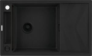 Deante Magnetic, chiuvetă blat granit 820x500x219 mm F/O, 3,5" + sifon care economisește spațiu, 1 cameră, negru, ZRM_N113