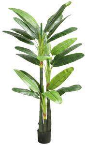 HOMCOM Arbore Artificial de Banan 180 cm cu Ghiveci, Plantă Falsă cu 18 Frunze pentru Decor Interior sau Birou, Verde | Aosom Romania