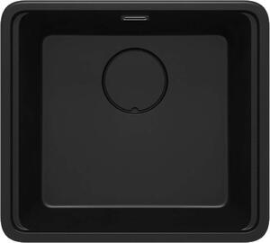 Deante Momi, chiuveta granit cu 1 camera 500x450x230 mm cu sifon economic, negru mat, DEA-ZKM_N10A