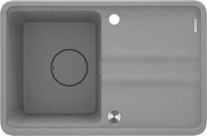 Deante Momi, chiuveta granit cu 1 camera 670x440x230 mm cu sifon economic, gri metalic, DEA-ZKM_S11A
