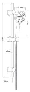 Deante Neo Boro, coloană de duș 65 cm cu suport pentru duș de mână și cap manual cu 6 funcții, crom, NER_051K