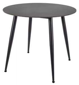 Masă rotundă de dining RION 90 cm cu blat ceramic, marmură neagră