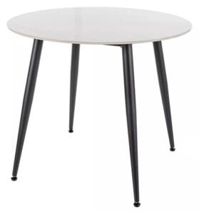 Masa rotunda de dining RION 90 cm cu blat ceramic, marmura alba