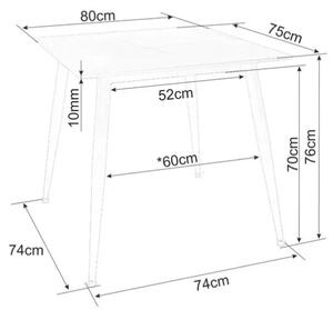 Masa de sufragerie RION 80x80 cm cu blat ceramic, marmura alba