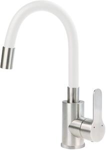 Deante Neo, baterie chiuveta cu brat flexibil h-310, alb-otel mat, DEA-BLU_W240