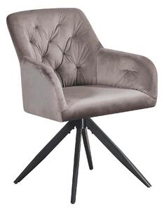 Scaun rotativ MAX, bej inchis/negru, stofa catifelata/metal, 61x61x85