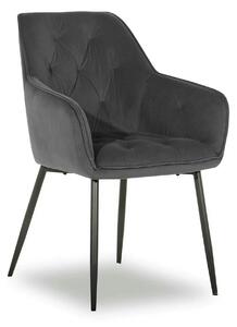 Scaun BEL NEW, gri inchis/negru, stofa catifelata/metal, 58x63x86 cm