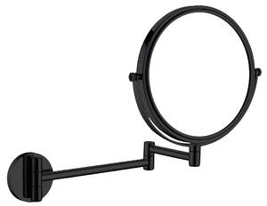 Deante Round, oglindă cosmetică pentru baie pe umăr (2x), mărire (3x), negru mat, DEA-ADR_N811