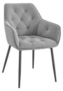 Scaun BEL NEW, gri deschis/negru, stofa catifelata/metal, 58x63x86 cm