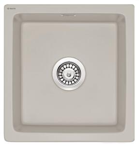 Deante Sabor, chiuveta ceramica 475x450x215 mm B/O + sifon cu economie de spatiu, 1 camera, bej mat, ZCB_C103