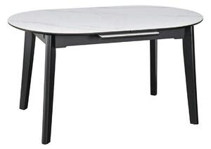 Masa extensibila ARES, alb cu efect de marmura/negru, ceramica/metal