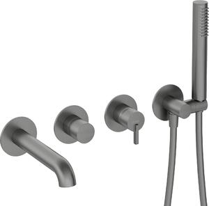 Deante Silia, baterie de baie ascuns cu 4 orificii cu set de dus, grafit, DEA-BQS_D18P