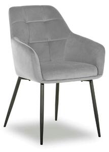 Scaun UGO NEW, gri deschis/negru, stofa catifelata/metal, 58x62x85 cm